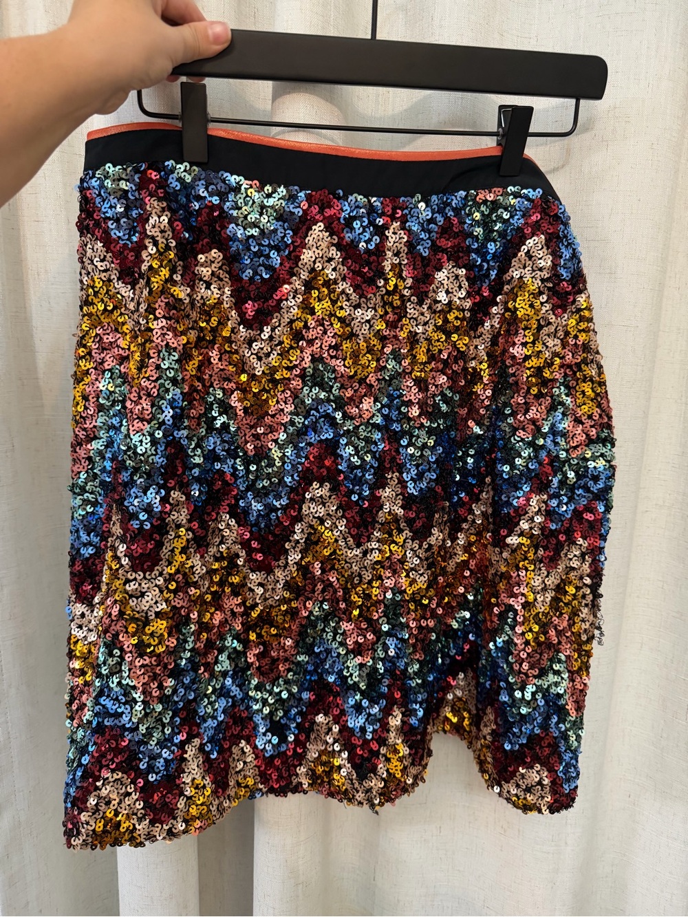 Maeve Multicolor Sequin Zigzag Mini Skirt